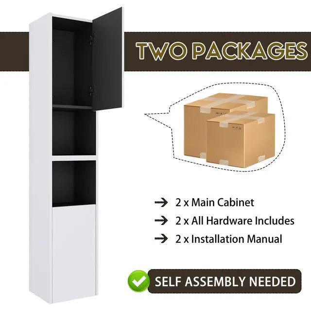 Alt view image 7 of 7 - 12" Bathroom Side Cabinet,2-Soft Close Doors,Float Mounting Design,12*2(KD-Packing)