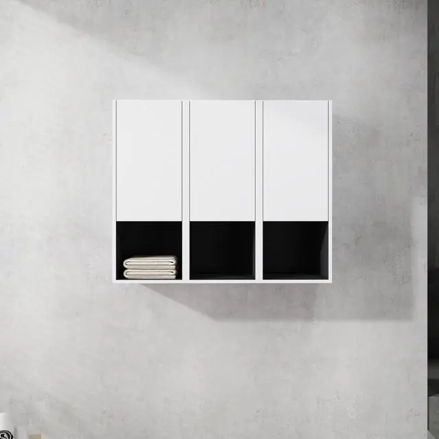 Alt view image 5 of 7 - 12" Bathroom Side Cabinet,3-Soft Close Doors,Float Mounting Design,12*3(KD-Packing)