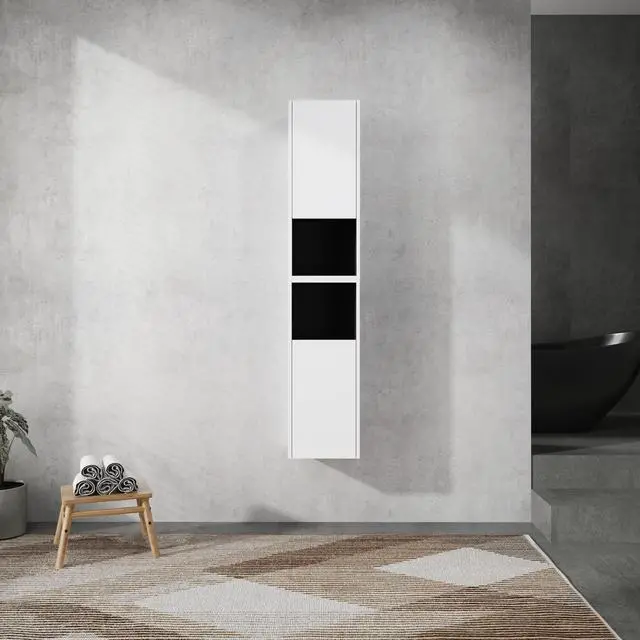 Alt view image 5 of 7 - 12" Bathroom Side Cabinet,2-Soft Close Doors,Float Mounting Design,12*2(KD-Packing)