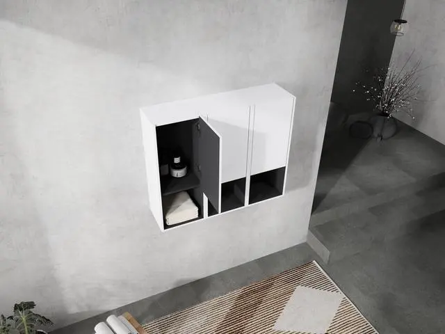 Main image of 12" Bathroom Side Cabinet,3-Soft Close Doors,Float Mounting Design,12*3(KD-Packing)