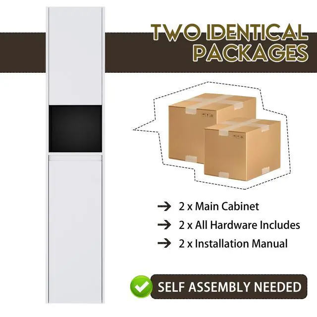 Alt view image 5 of 7 - 12" Bathroom Side Cabinet,2-Soft Close Doors,Float Mounting Design,12*2(KD-Packing)