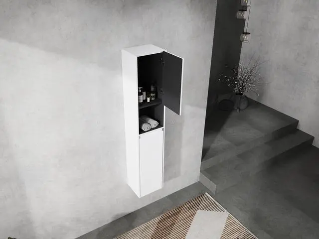 Alt view image 2 of 7 - 12" Bathroom Side Cabinet,2-Soft Close Doors,Float Mounting Design,12*2(KD-Packing)