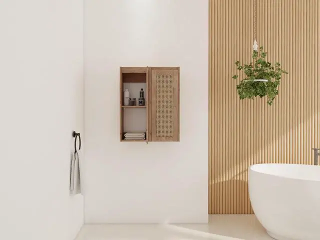 Alt view image 2 of 7 - 24" Bathroom Side Cabinet,Soft Close Doors,Float Mounting Design,(KD-Packing)