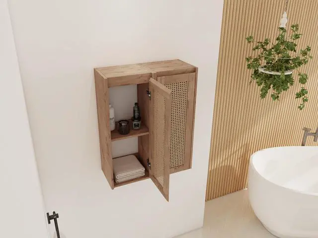 Alt view image 6 of 7 - 24" Bathroom Side Cabinet,Soft Close Doors,Float Mounting Design,(KD-Packing)