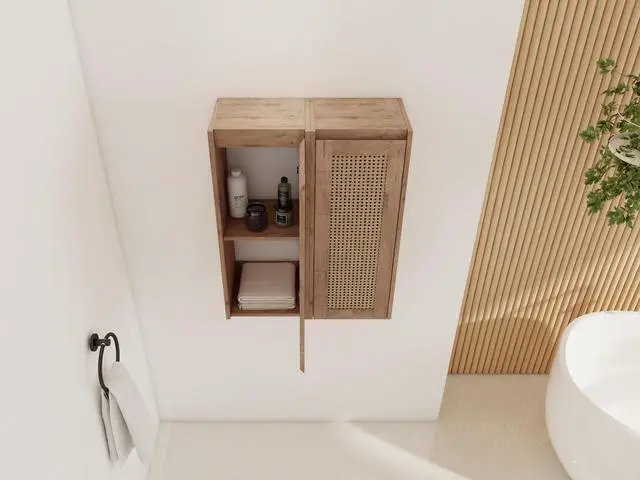 Alt view image 5 of 7 - 24" Bathroom Side Cabinet,Soft Close Doors,Float Mounting Design,(KD-Packing)