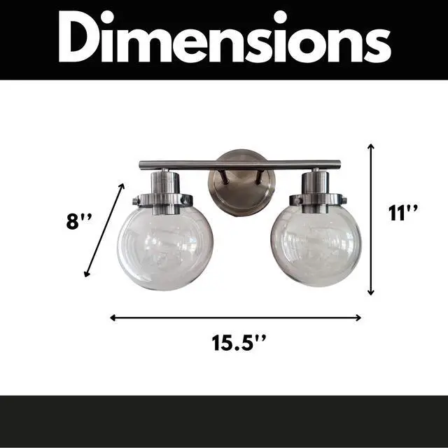 Alt view image 6 of 7 - Bathroom Vanity Light Fixtures, 2-Light Black Wall Sconce Lighting Wall Lamp with Clear Glass Shade, Vintage Wall Mounted Lights Bathroom Lights for Mirror, Living Room, Bedroom, Hallway, Porch