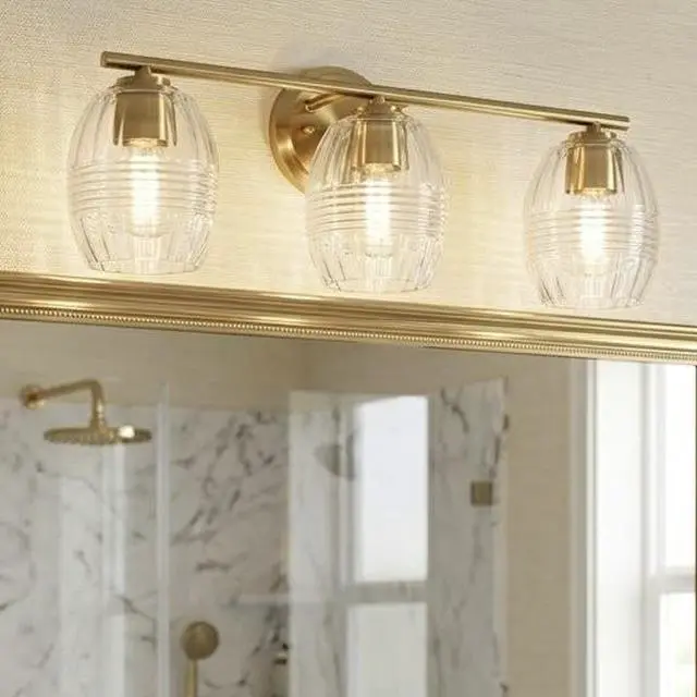 Main image of Luster Three Lights Vanity with Clear Glass for Bathrooms Above Mirror Wall Lamp - Satin Brass