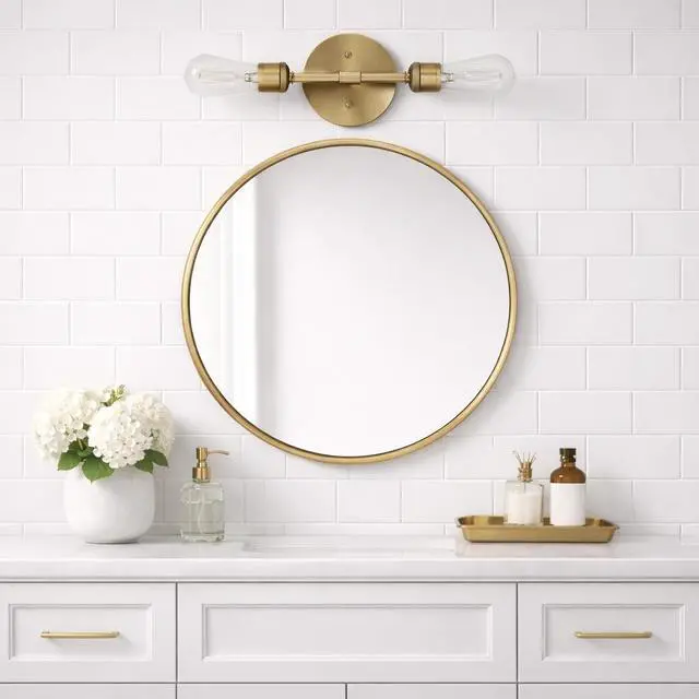 Alt view image 7 of 7 - Reverie Double Lights Bathroom Wall Sconce Over Mirror Bedroom Hallway Entryway 5"W × 10.75"H × 5"E