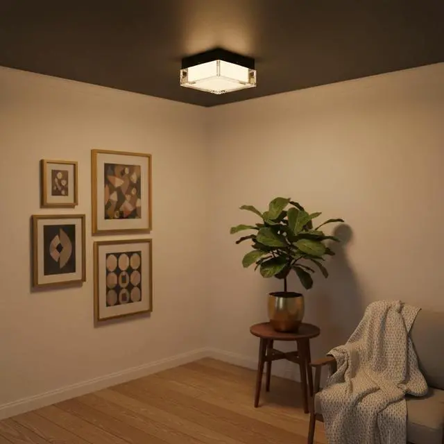 Alt view image 2 of 7 - 8-inch Black integrated Led Flush Mount