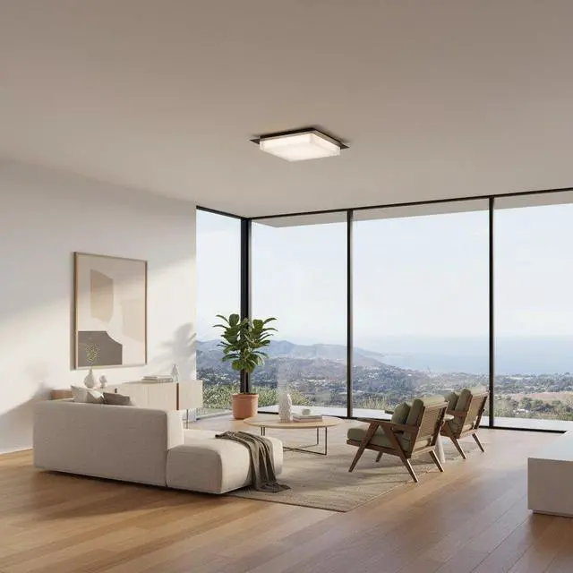 Main image of 14 inch Square Black integrated Led Flush Mount