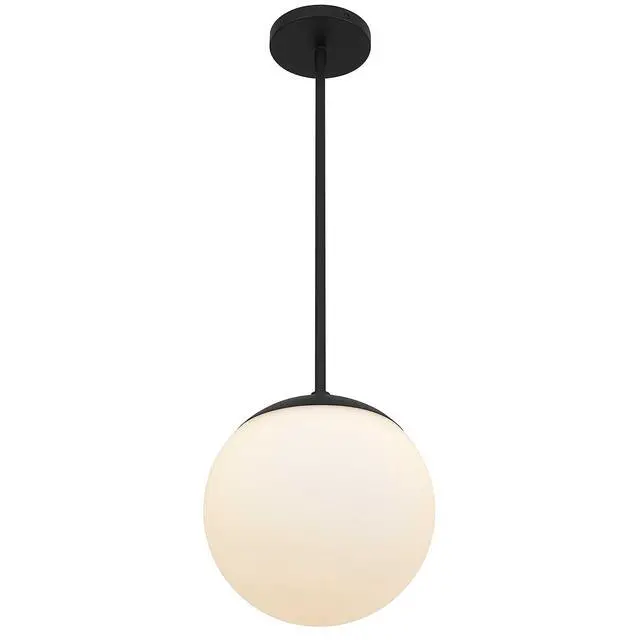 Alt view image 4 of 7 - 10 inch Diameter Etched White Glass Globe integrated Led Pendant