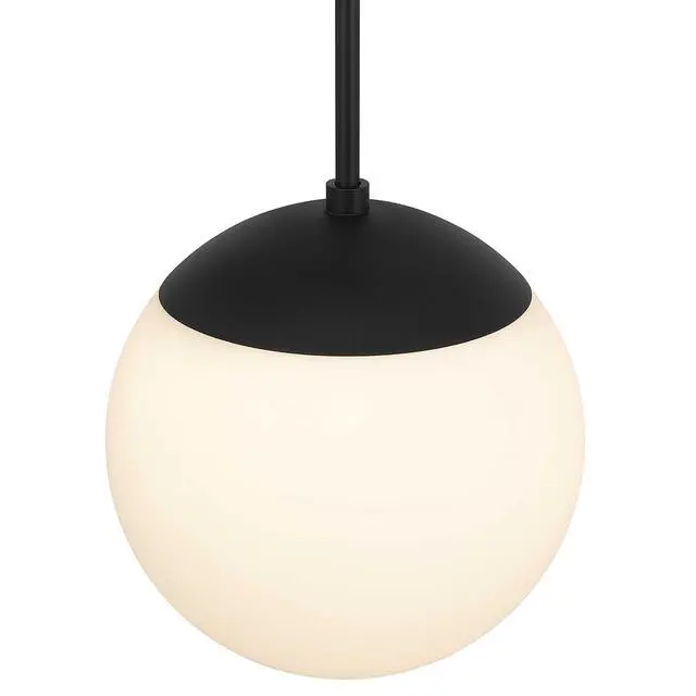 Alt view image 6 of 7 - 10 inch Diameter Etched White Glass Globe integrated Led Pendant