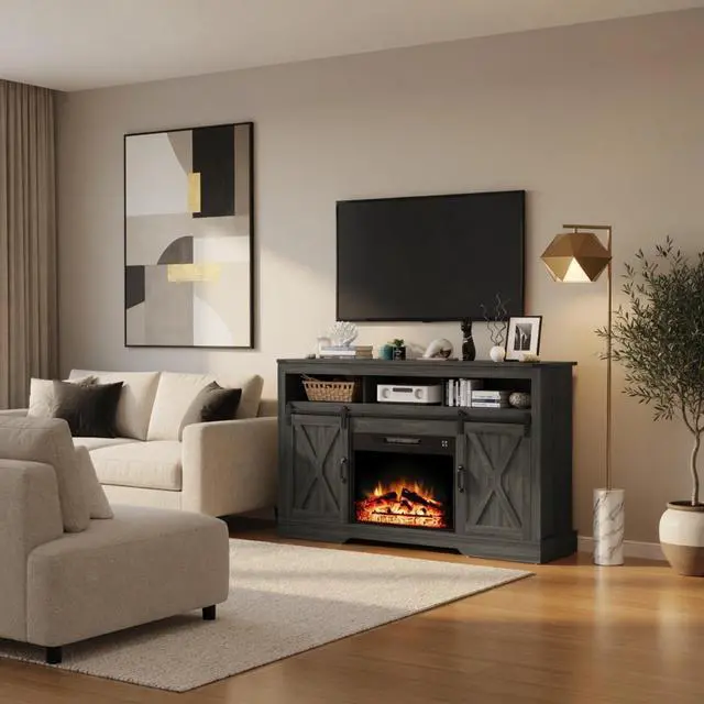 Alt view image 2 of 7 - 23" Black Electric Fireplace Insert Heater W/ Multicolor Flames, Remote & Timer