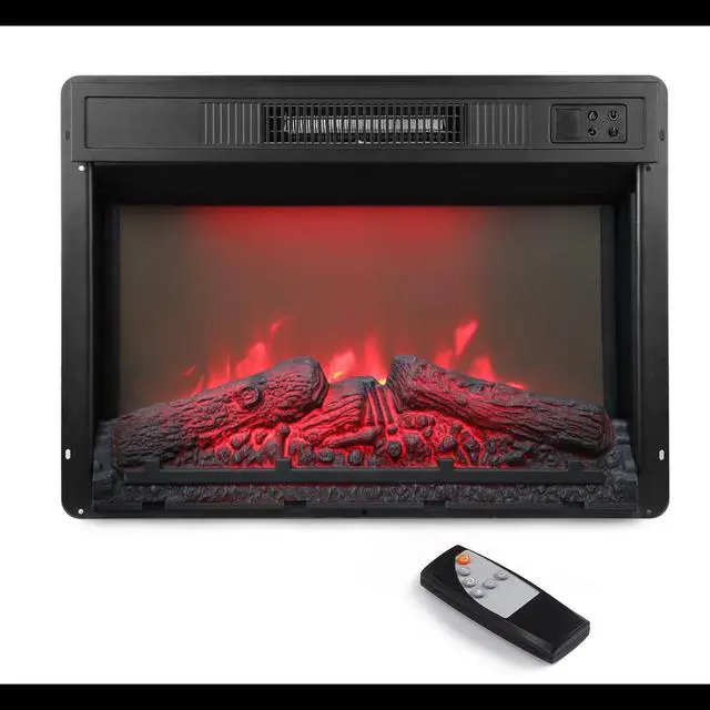 Alt view image 4 of 7 - 23" Black Electric Fireplace Insert Heater W/ Multicolor Flames, Remote & Timer