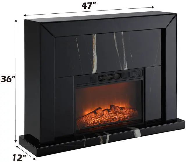 Alt view image 2 of 6 - Drisana Black Mirrored Finish Fireplace