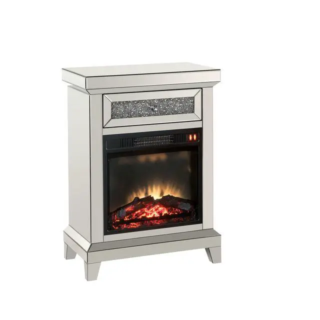 Alt view image 2 of 7 - Noralie Mirrored & Faux Diamonds Fireplace(Assembled)