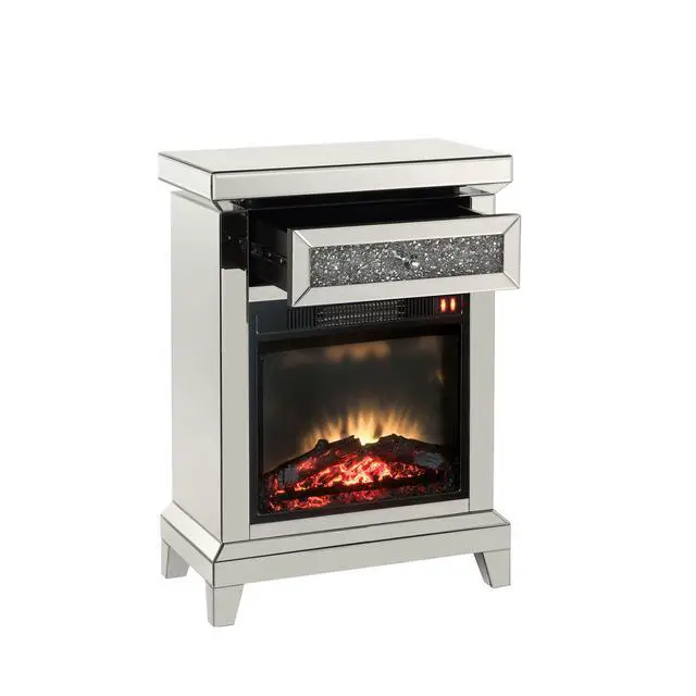 Alt view image 5 of 7 - Noralie Mirrored & Faux Diamonds Fireplace(Assembled)