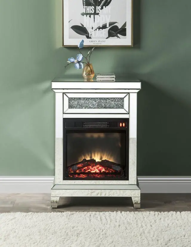 Main image of Noralie Mirrored & Faux Diamonds Fireplace(Assembled)