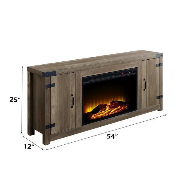Alt view image 3 of 6 - Tobias Rustic Oak Finish Fireplace With 2 Door Storage