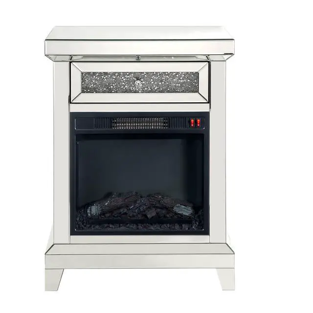 Alt view image 6 of 7 - Noralie Mirrored & Faux Diamonds Fireplace(Assembled)