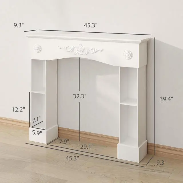 Alt view image 3 of 7 - Freestanding Fireplace Surround With Leg For Electric Fireplaces