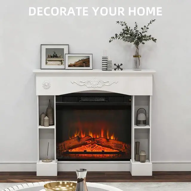 Alt view image 6 of 7 - Freestanding Fireplace Surround With Leg For Electric Fireplaces