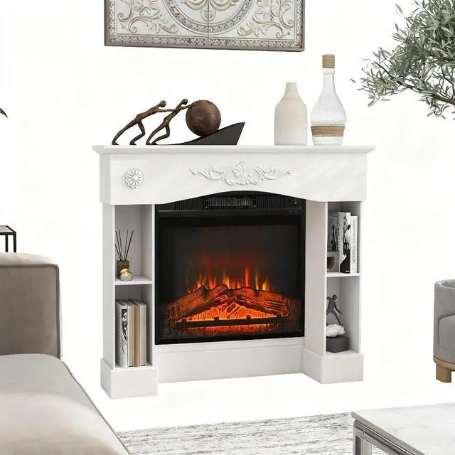 Alt view image 7 of 7 - Freestanding Fireplace Surround With Leg For Electric Fireplaces