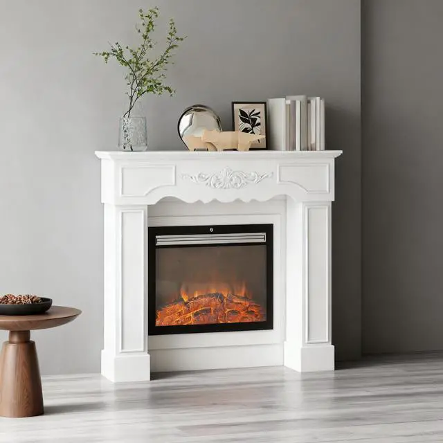 Alt view image 4 of 7 - Fireplace Mantel, Freestanding Fireplace Surround With Leg For Electric Fireplaces