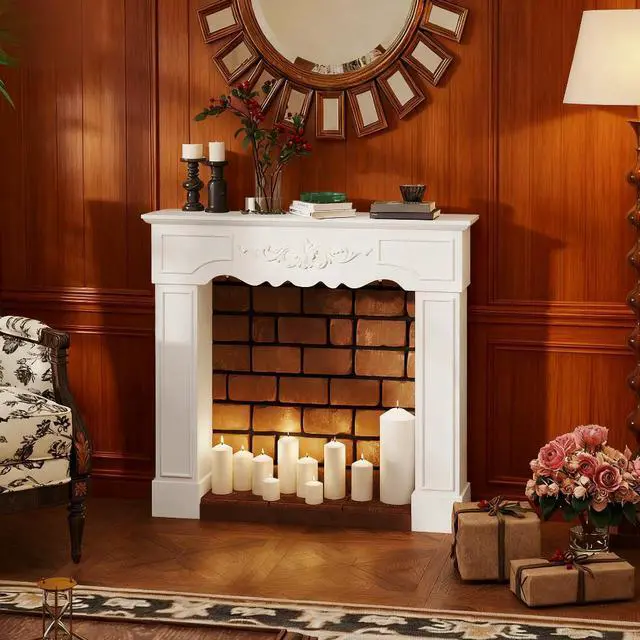 Main image of Fireplace Mantel, Freestanding Fireplace Surround With Leg For Electric Fireplaces