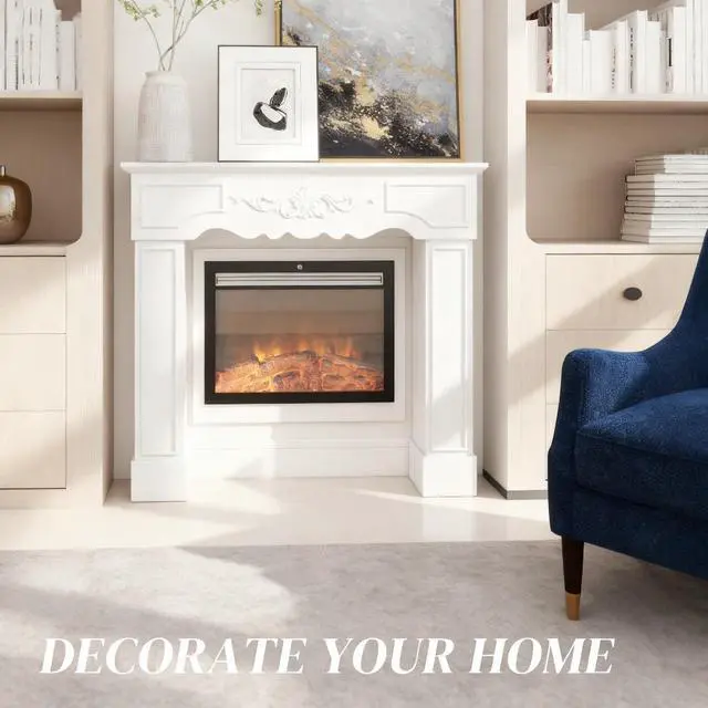 Alt view image 6 of 7 - Fireplace Mantel, Freestanding Fireplace Surround With Leg For Electric Fireplaces