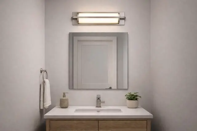 Alt view image 7 of 7 - 18-inches Brushed Nickel integrated Led Modern/Contemporary Bathroom Vanity Light Bar