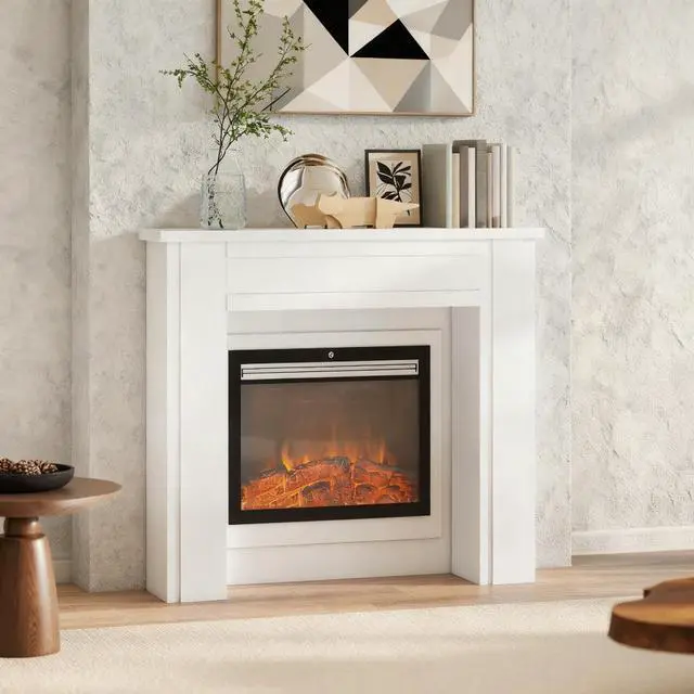 Alt view image 5 of 7 - 1Pcs Fireplace Mantel, Freestanding Fireplace Surround With Leg For Electric Fireplaces