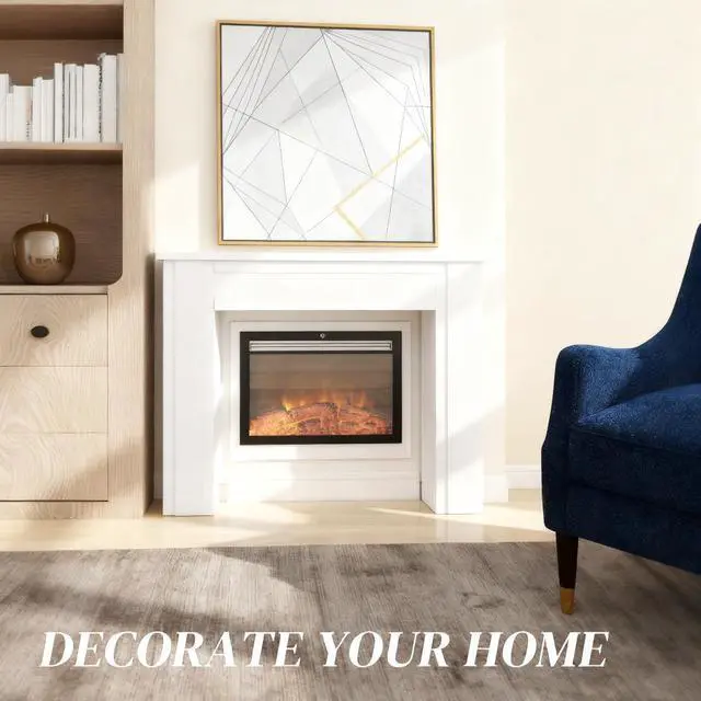 Alt view image 7 of 7 - 1Pcs Fireplace Mantel, Freestanding Fireplace Surround With Leg For Electric Fireplaces