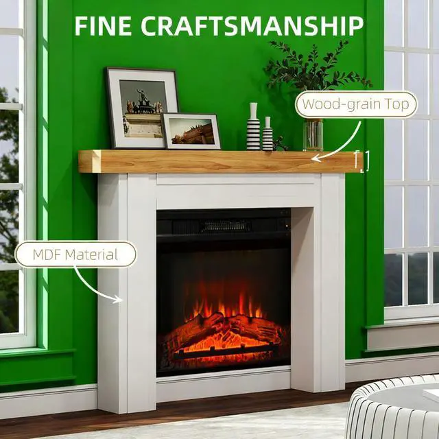Alt view image 4 of 5 - Fireplace Mantel, Freestanding Fireplace Surround With Leg For Electric Fireplaces
