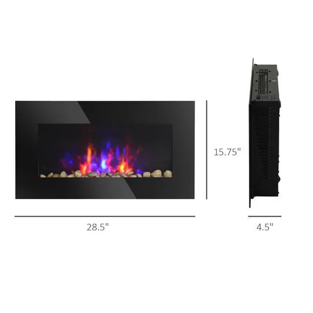 Alt view image 2 of 7 - 7 Color Background Light Wall Fireplace,Electric Wall-Mounted Fireplace With Flame Effect