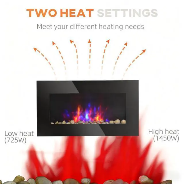 Alt view image 5 of 7 - 7 Color Background Light Wall Fireplace,Electric Wall-Mounted Fireplace With Flame Effect