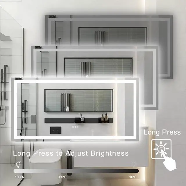 Alt view image 4 of 7 - 72"×36" Led Mirror Light Bathroom,Anti-Fog & Dimming Led Bathroom Vanity Mirror