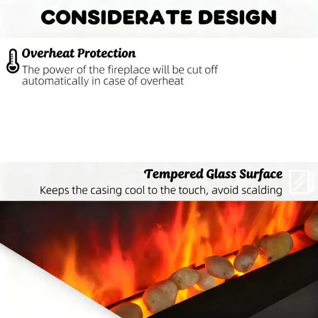 Alt view image 6 of 7 - 7 Color Background Light Wall Fireplace,Electric Wall-Mounted Fireplace With Flame Effect