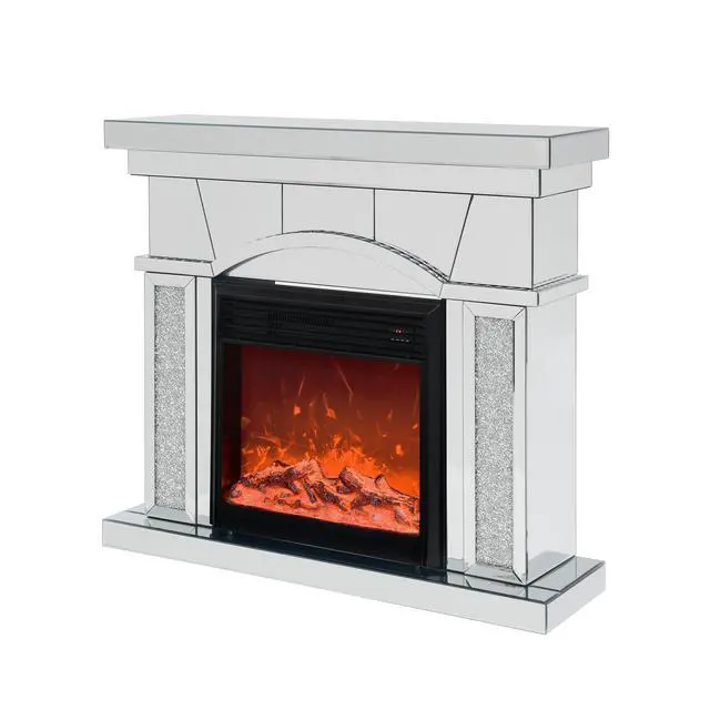 Alt view image 5 of 7 - W 46" X D 12.5" X H 41" Dome Door Acrylic Mirror Fireplace Cabinet, Tv Fireplace Cabinet