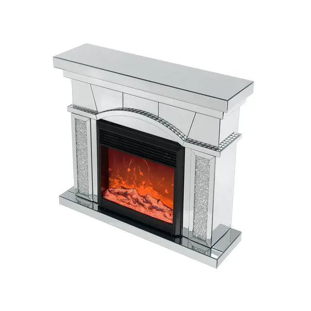 Alt view image 6 of 7 - W 46" X D 12.5" X H 41" Dome Door Acrylic Mirror Fireplace Cabinet, Tv Fireplace Cabinet