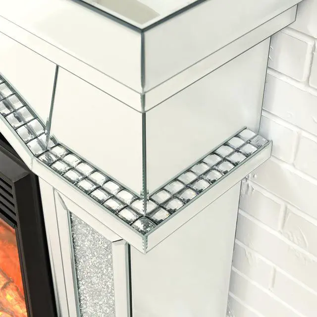 Alt view image 7 of 7 - W 46" X D 12.5" X H 41" Dome Door Acrylic Mirror Fireplace Cabinet, Tv Fireplace Cabinet