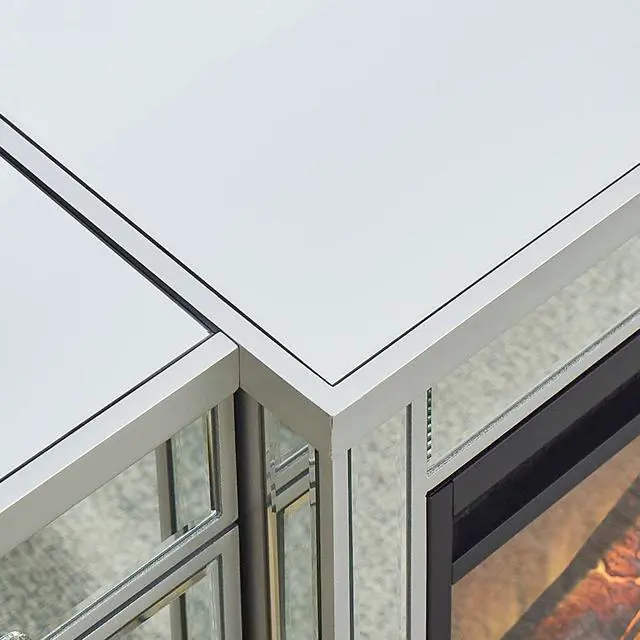 Alt view image 7 of 7 - W 57" X D 15 " X H 25.6" Flash Silver Combination Tv Fireplace Cabinet