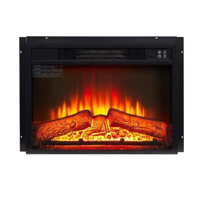 Alt view image 2 of 7 - Electric Fireplace Insert 23" 1400W 120V ,Equipped With Remote Control, Ultra Thin Heater With Log Set & Realistic Flame - Black