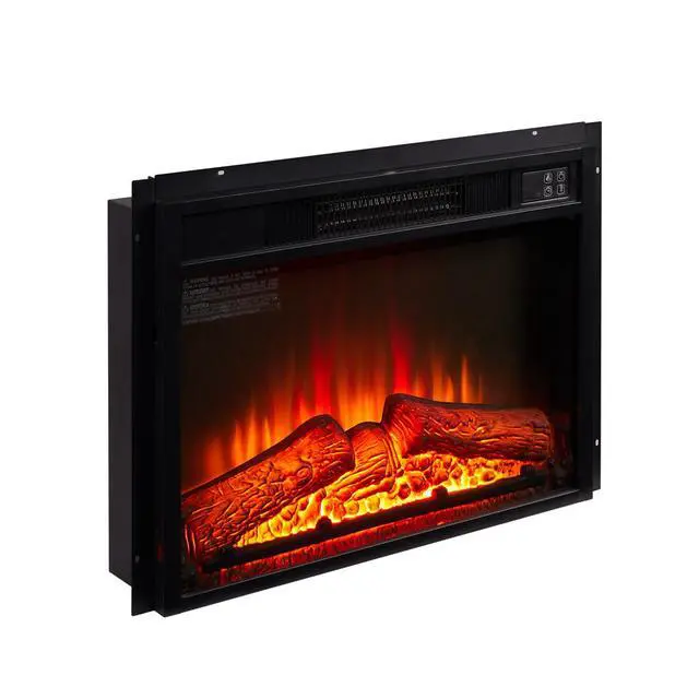 Alt view image 3 of 7 - Electric Fireplace Insert 23" 1400W 120V ,Equipped With Remote Control, Ultra Thin Heater With Log Set & Realistic Flame - Black