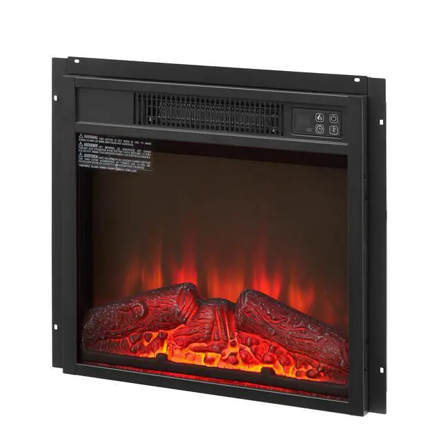Alt view image 6 of 7 - Electric Fireplace Insert 18" 1400W 120V ,Equipped With Remote Control, Ultra Thin Heater With Log Set & Realistic Flame - Black