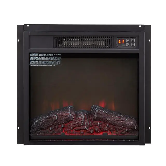 Alt view image 7 of 7 - Electric Fireplace Insert 18" 1400W 120V ,Equipped With Remote Control, Ultra Thin Heater With Log Set & Realistic Flame - Black