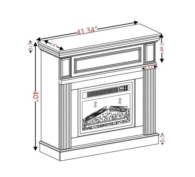 Alt view image 6 of 7 - Only Mantel (Not Included 23" Fireplace) -White,41.34"W*14"D*40"H