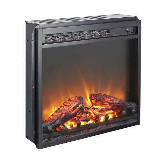 Alt view image 2 of 7 - 18 Inch Electric Fireplace Insert, Ultra Thin Heater With Log Set & Realistic Flame, Overheating Protection