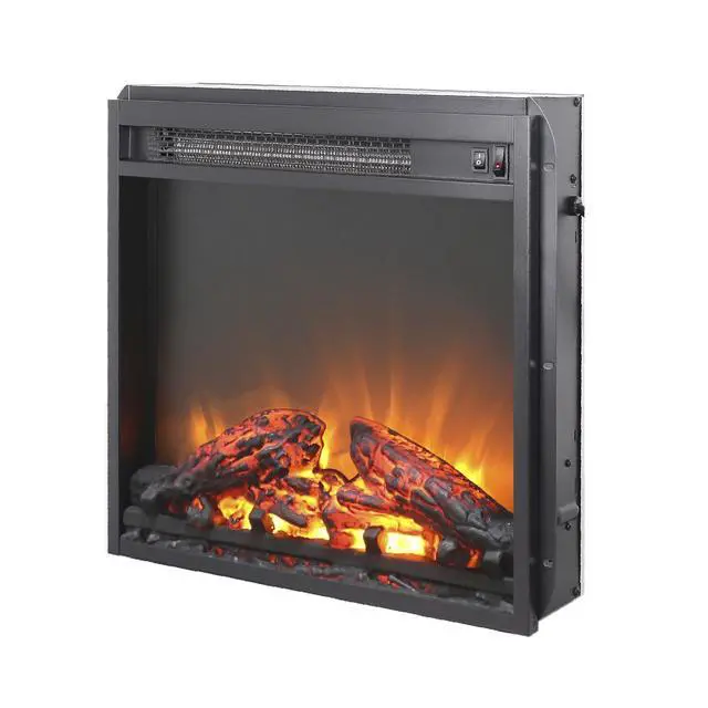 Alt view image 3 of 7 - 18 Inch Electric Fireplace Insert, Ultra Thin Heater With Log Set & Realistic Flame, Overheating Protection