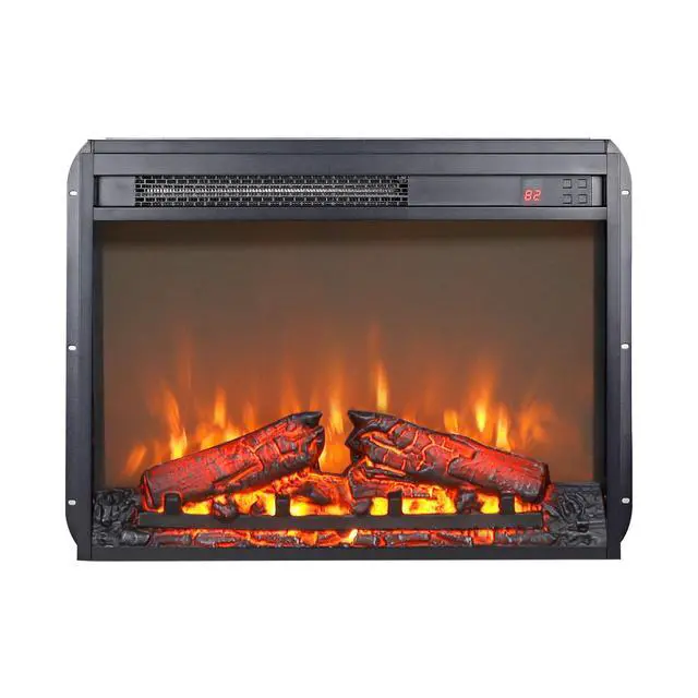Alt view image 2 of 7 - 23 Inch Electric Fireplace Insert, Ultra Thin Heater With Log Set & Realistic Flame, Remote Control With Timer, Overheating Protection